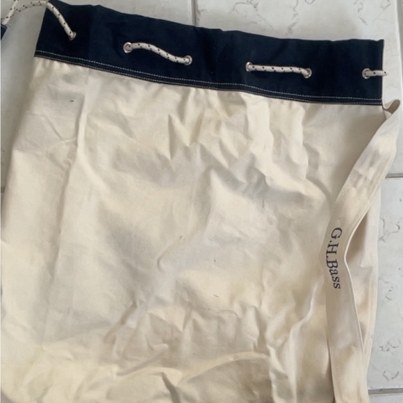 G.H. Bass Canvas Tote in Cream & navy blue - Picture 2 of 6